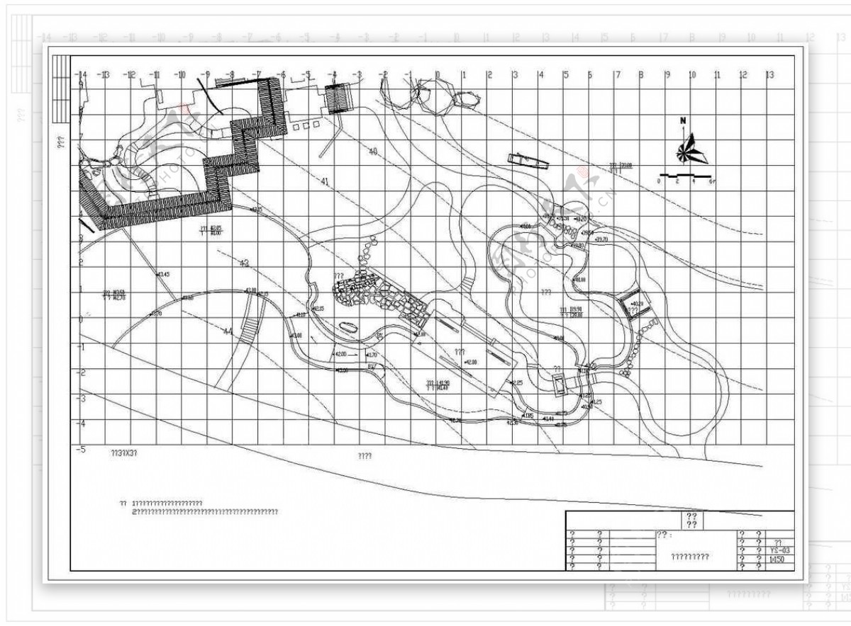 深圳园博会景观规划Ys03水池溪流结构标高图