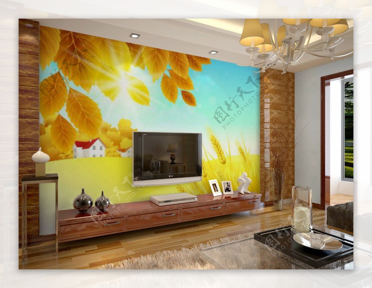 现代温馨风格室内装修墙纸效果图