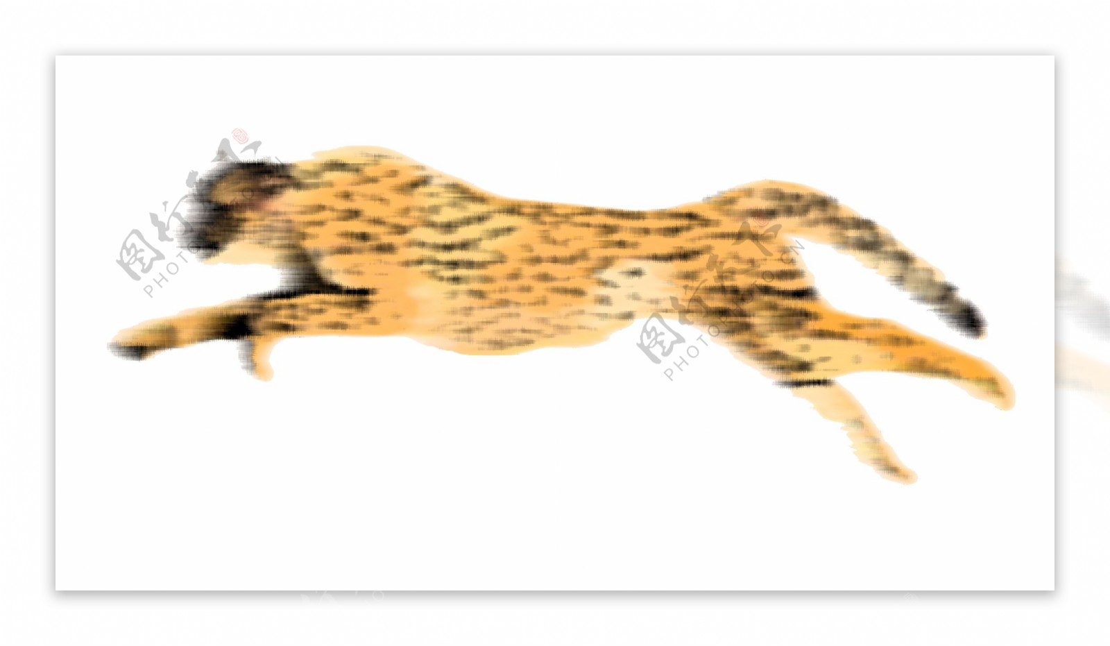 奔跑的豹子身影免抠png透明素材