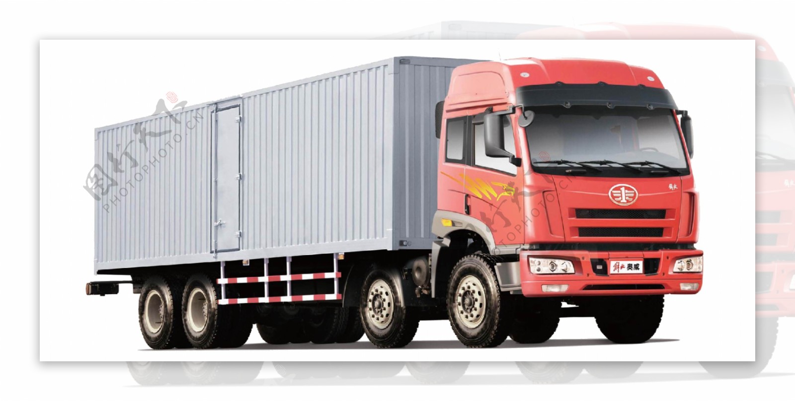 红色载重卡车免抠png透明图层素材