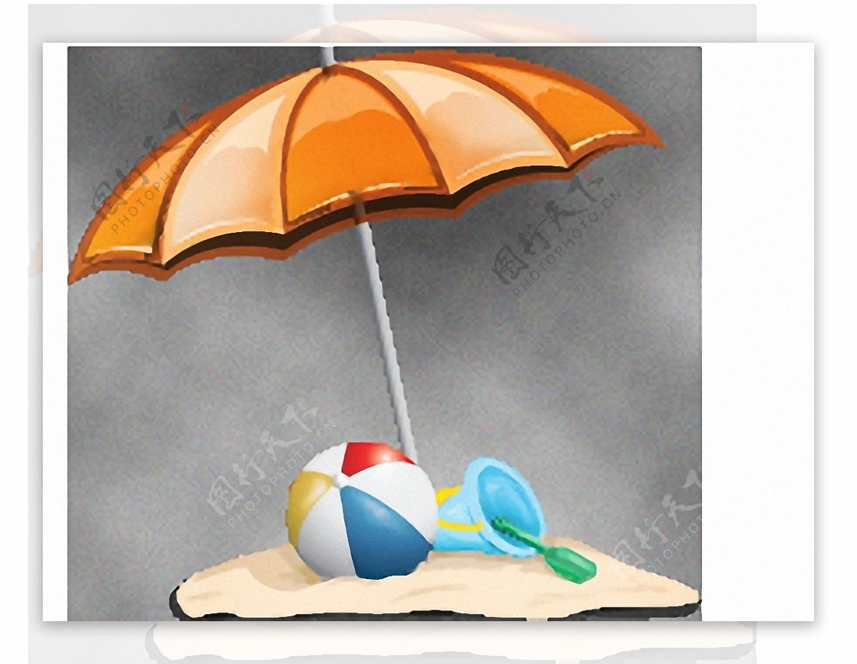 太阳伞沙滩排球免抠png透明素材