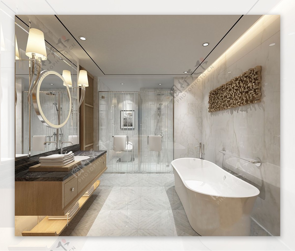 现代简欧风格浴室浴缸装修效果图