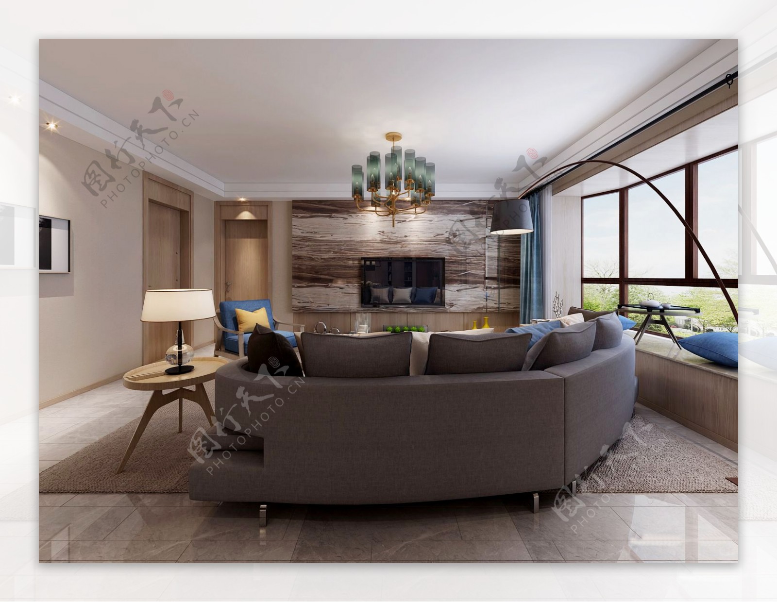 欧式简约轻奢风格客厅沙发装修效果图