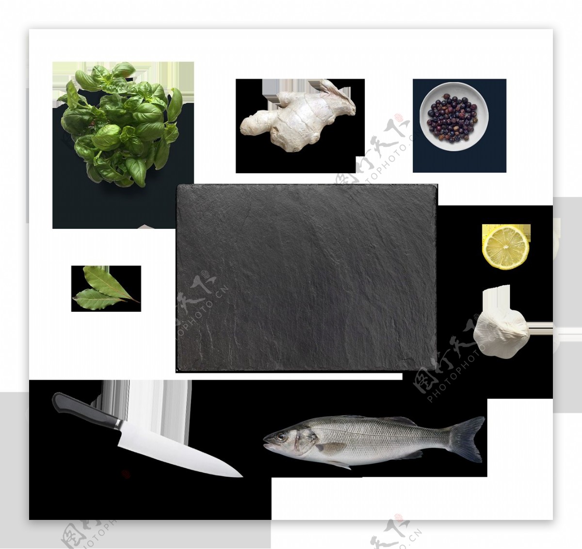 厨房蔬菜小鱼png元素素材