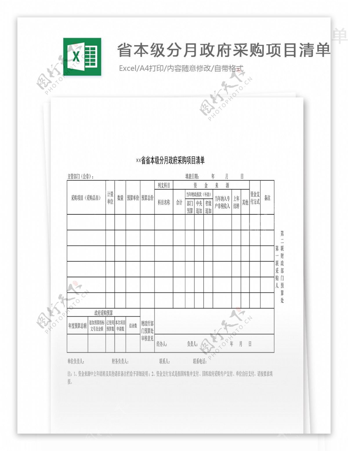 省本级分月采购项目清单