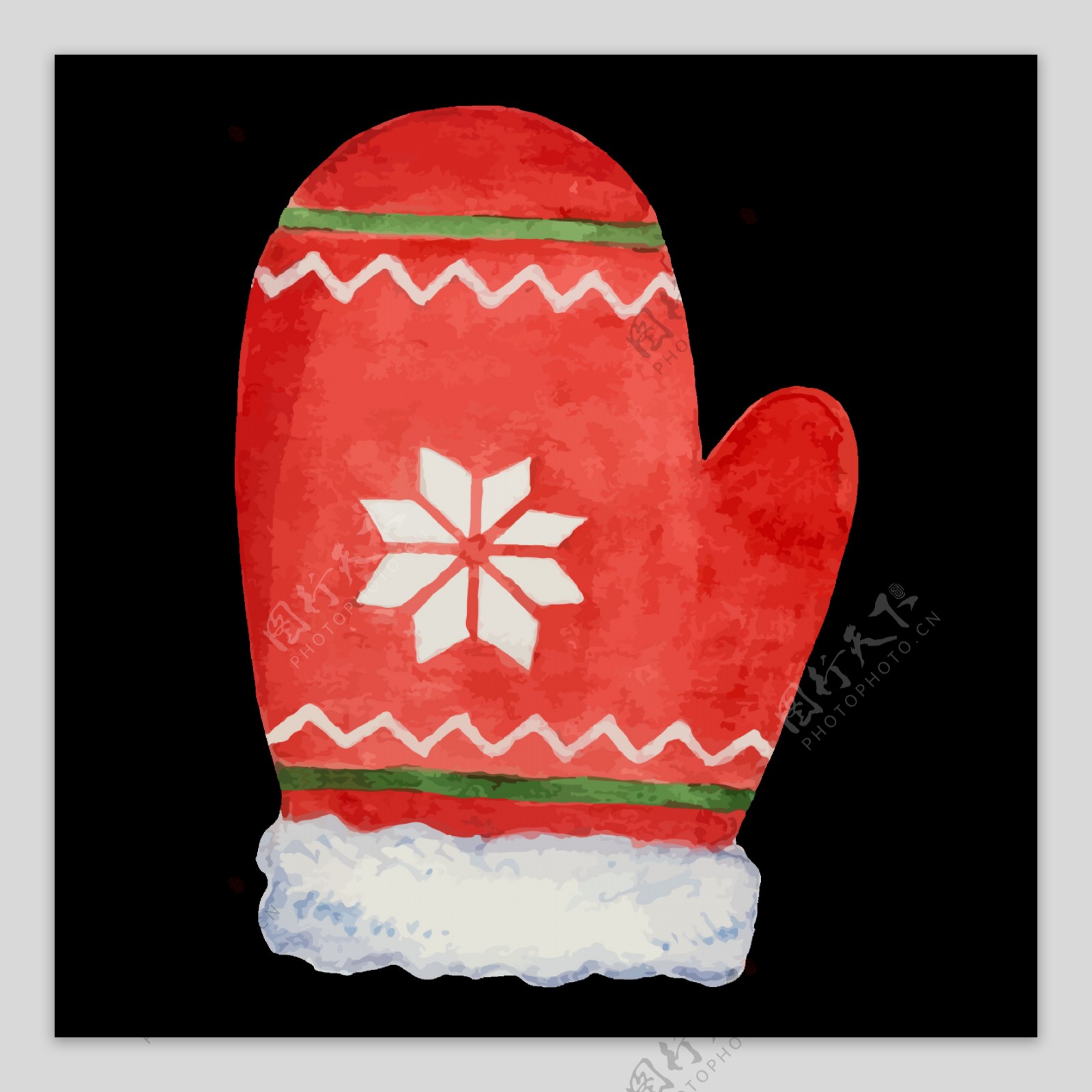 红色圣诞手套透明素材