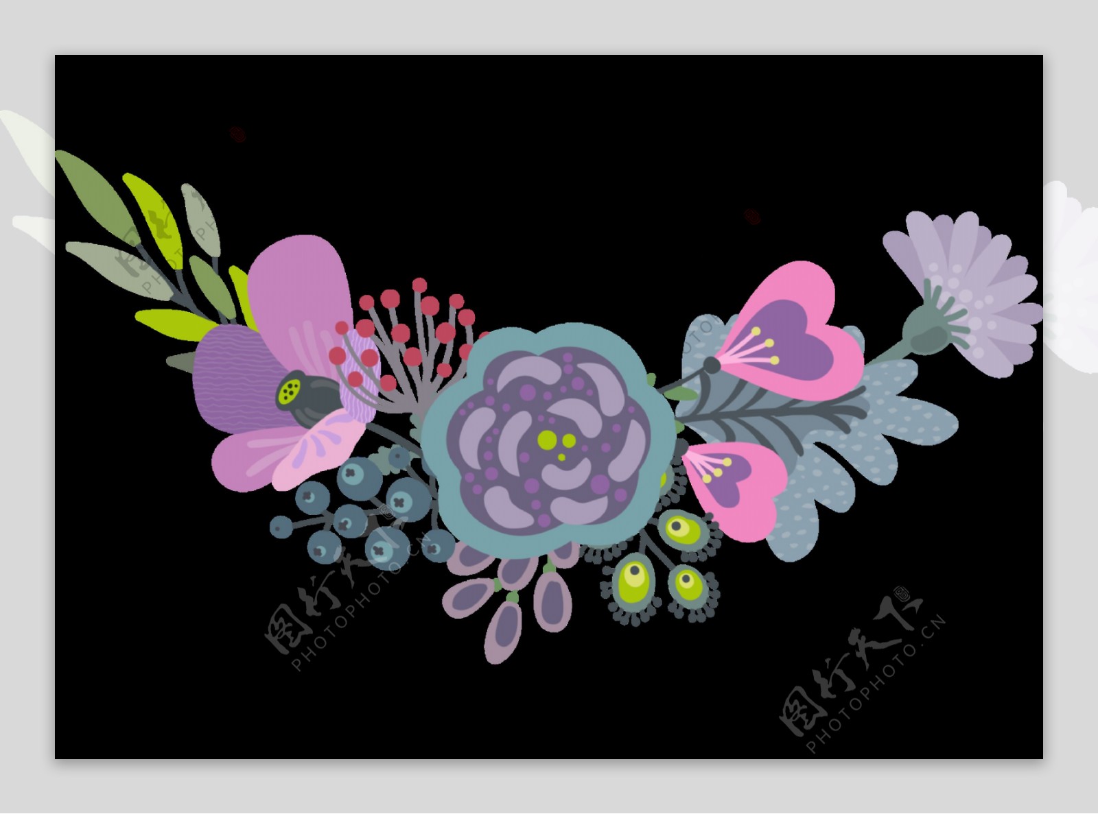 水彩涂鸦花卉png透明素材