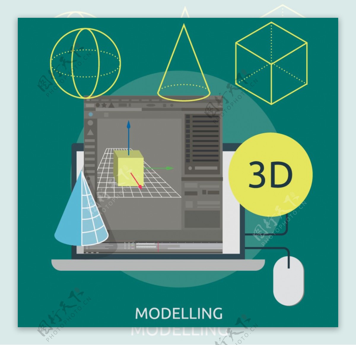 3D绘图界面矢量素材