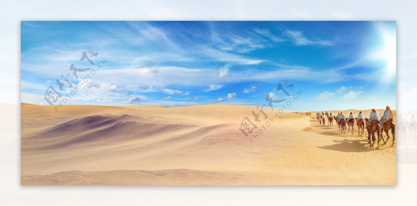蓝色天空沙漠banner背景素材