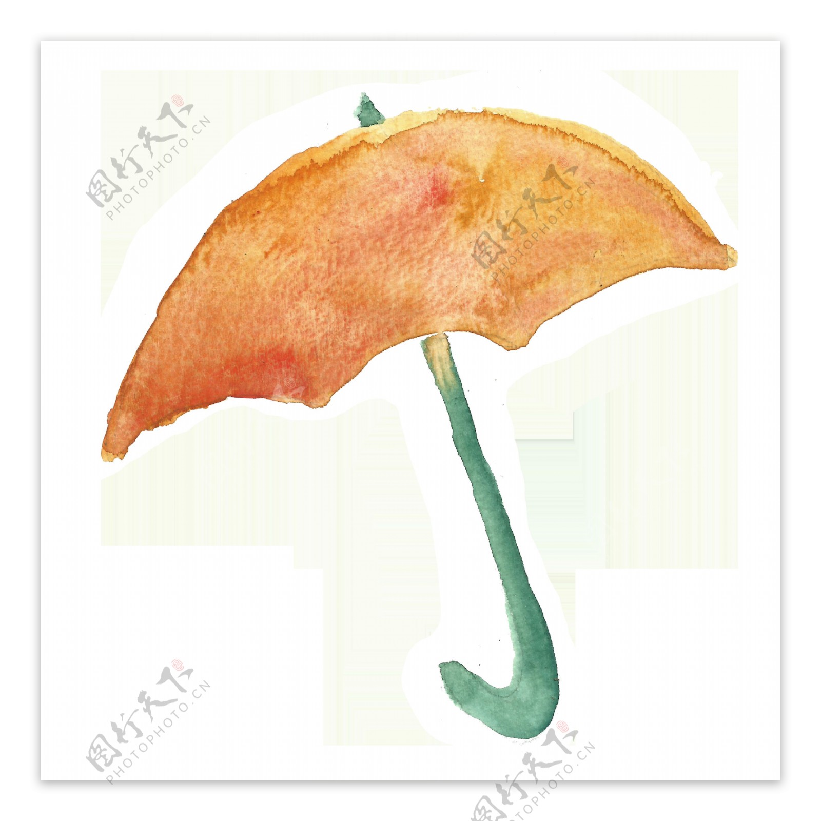 橘黄雨伞卡通透明素材