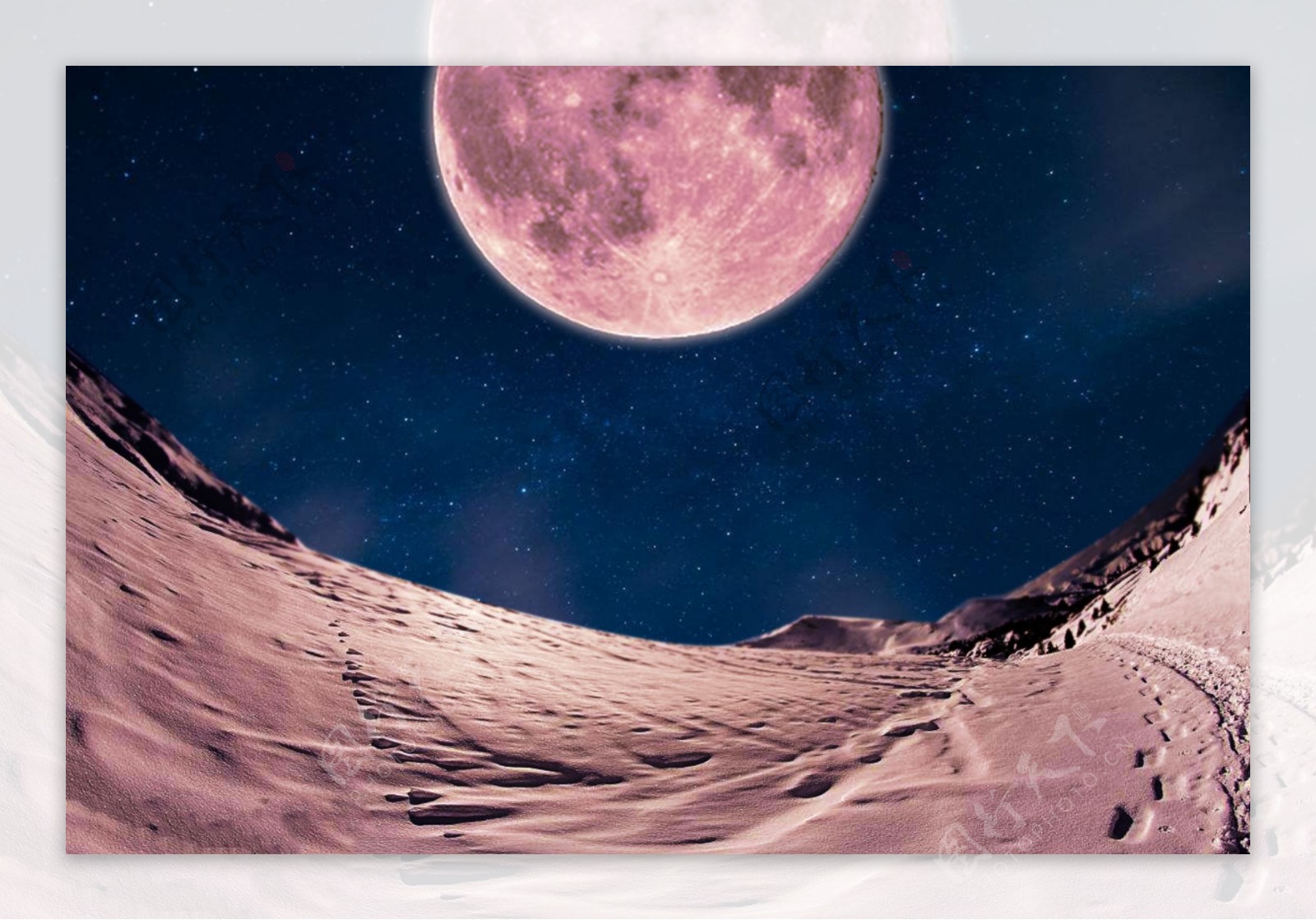 红月夜空沙漠背景