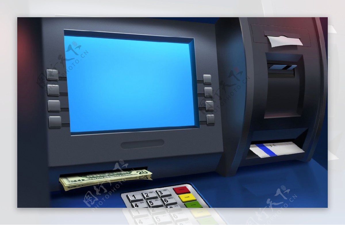 插画风格ATM自动取款机