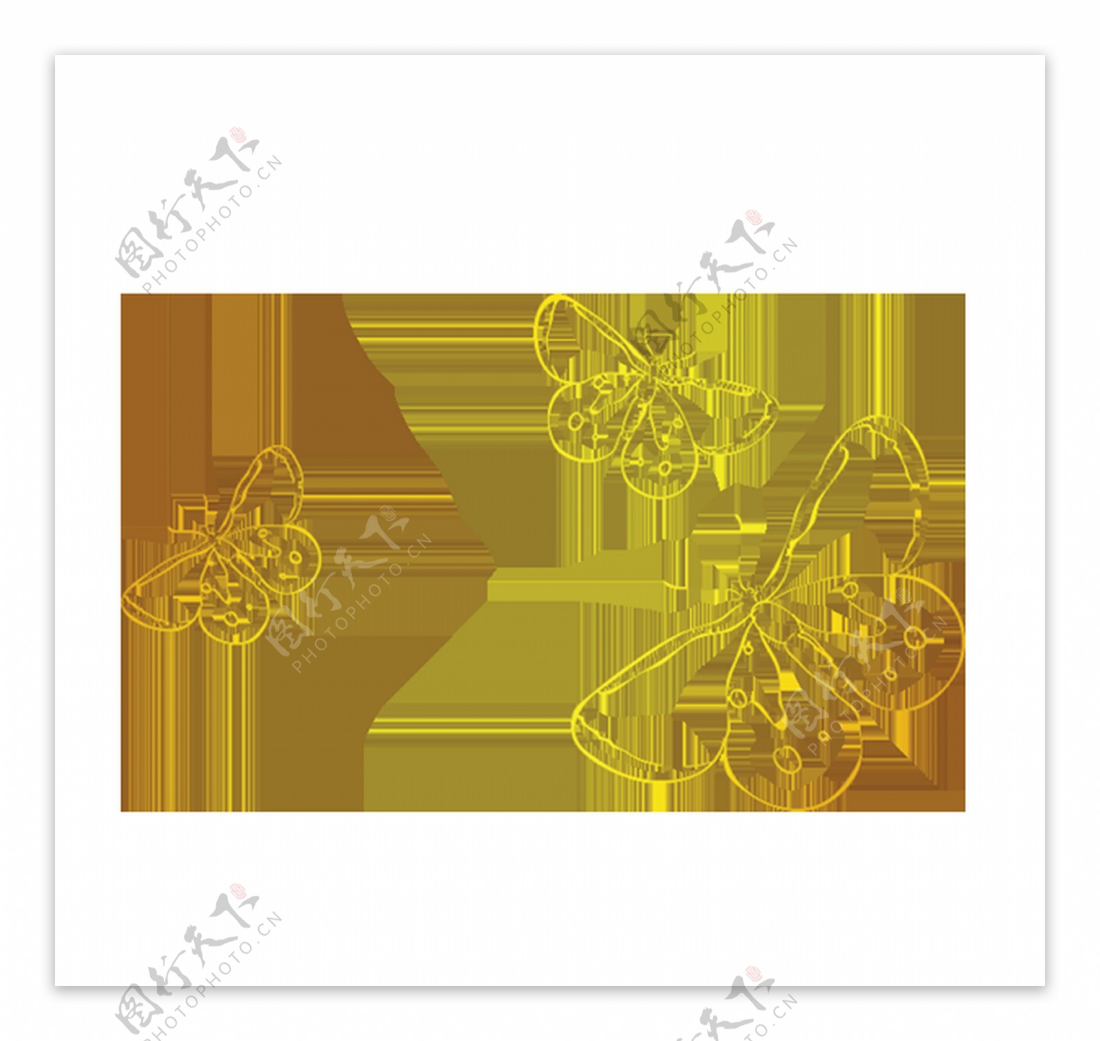 金色蝴蝶卡通透明装饰素材