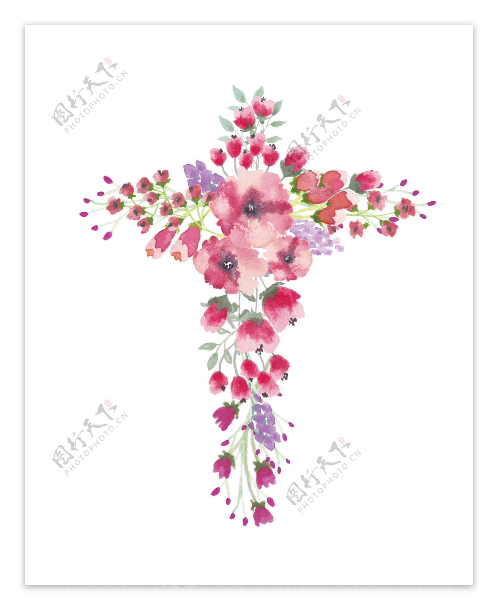 花卉十字架卡通透明装饰素材
