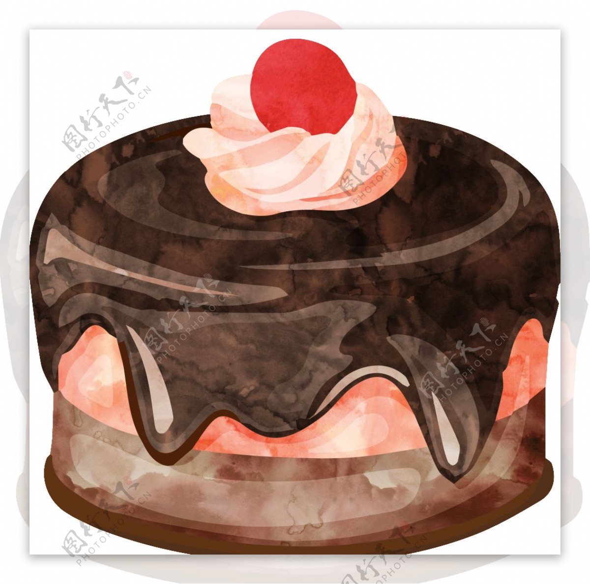 草莓尖蛋糕卡通透明装饰素材