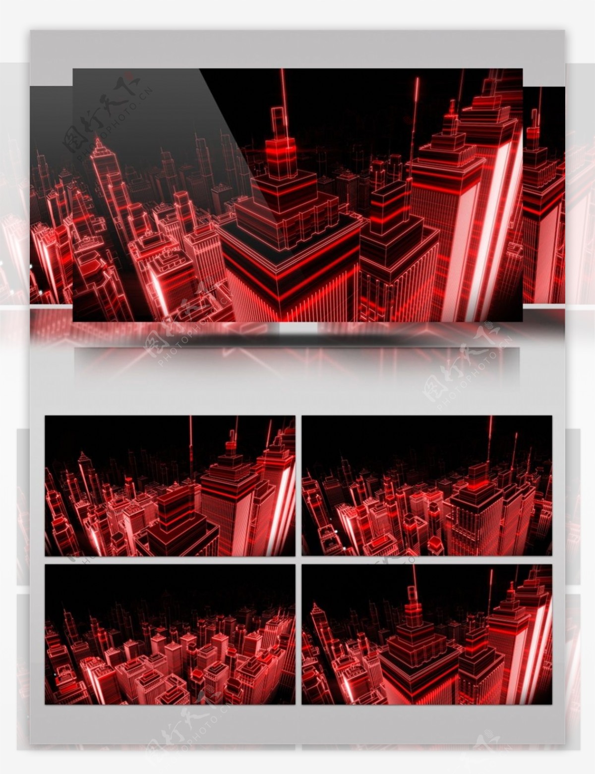 红色城市建筑群视频素材