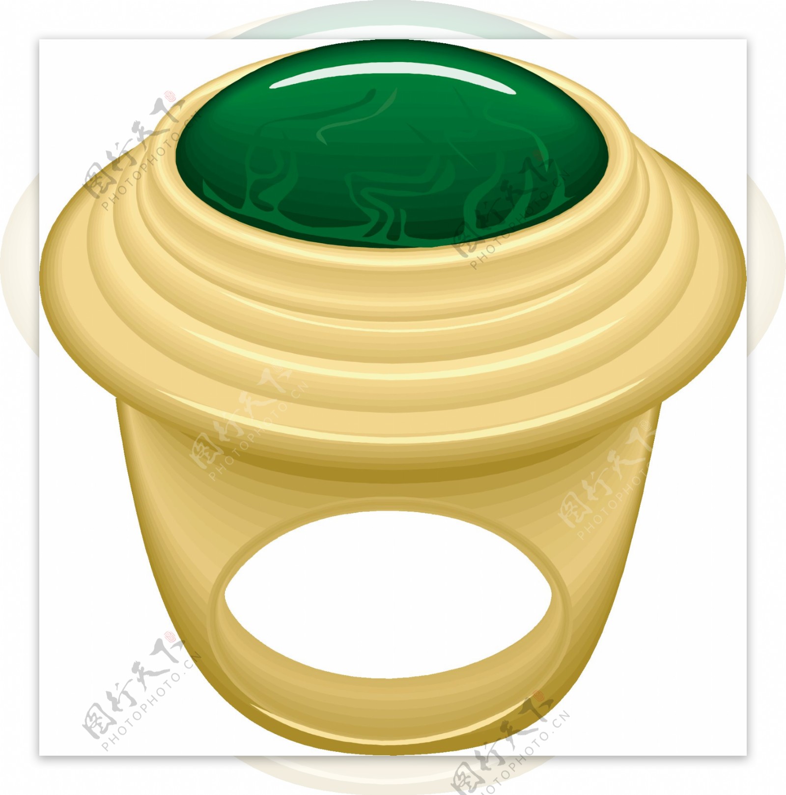手绘绿色戒指元素