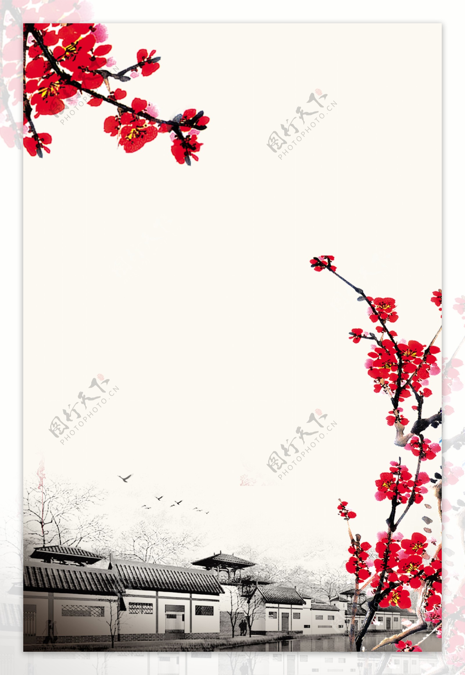中国风花朵水墨背景