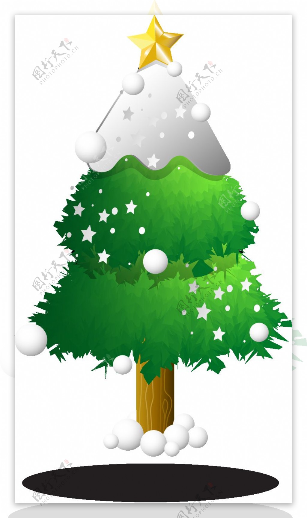 卡通毛绒圣诞树PNG元素