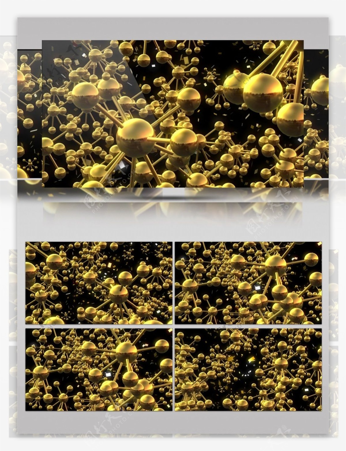 金色粒子分子结构动态视频素材