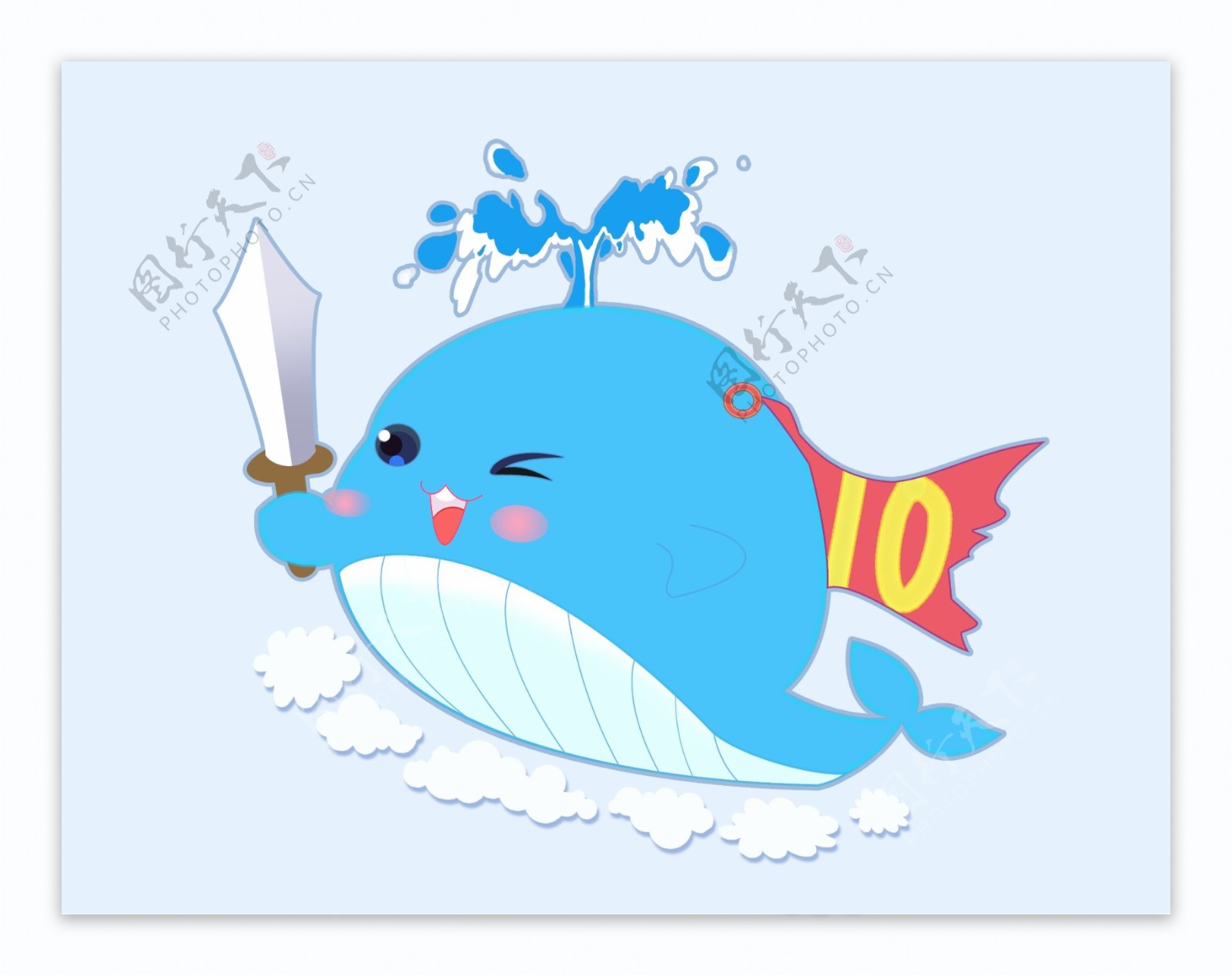 手绘卡通蓝色鲸鱼免扣背景图案设计图__其他_动漫动画_设计图库_昵图网nipic.com