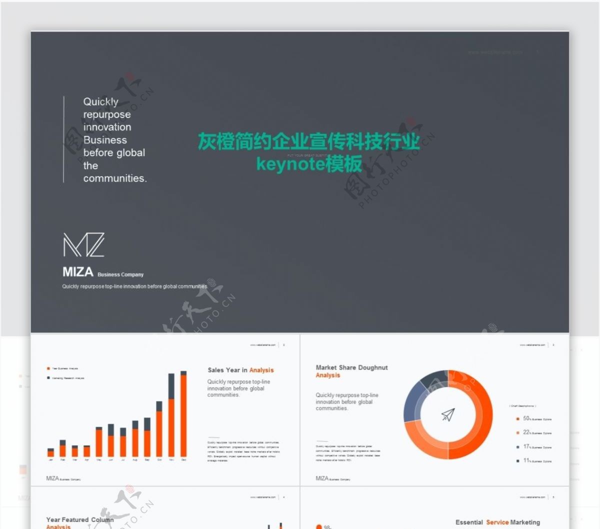 灰橙简约企业宣传科技行业keynote模板
