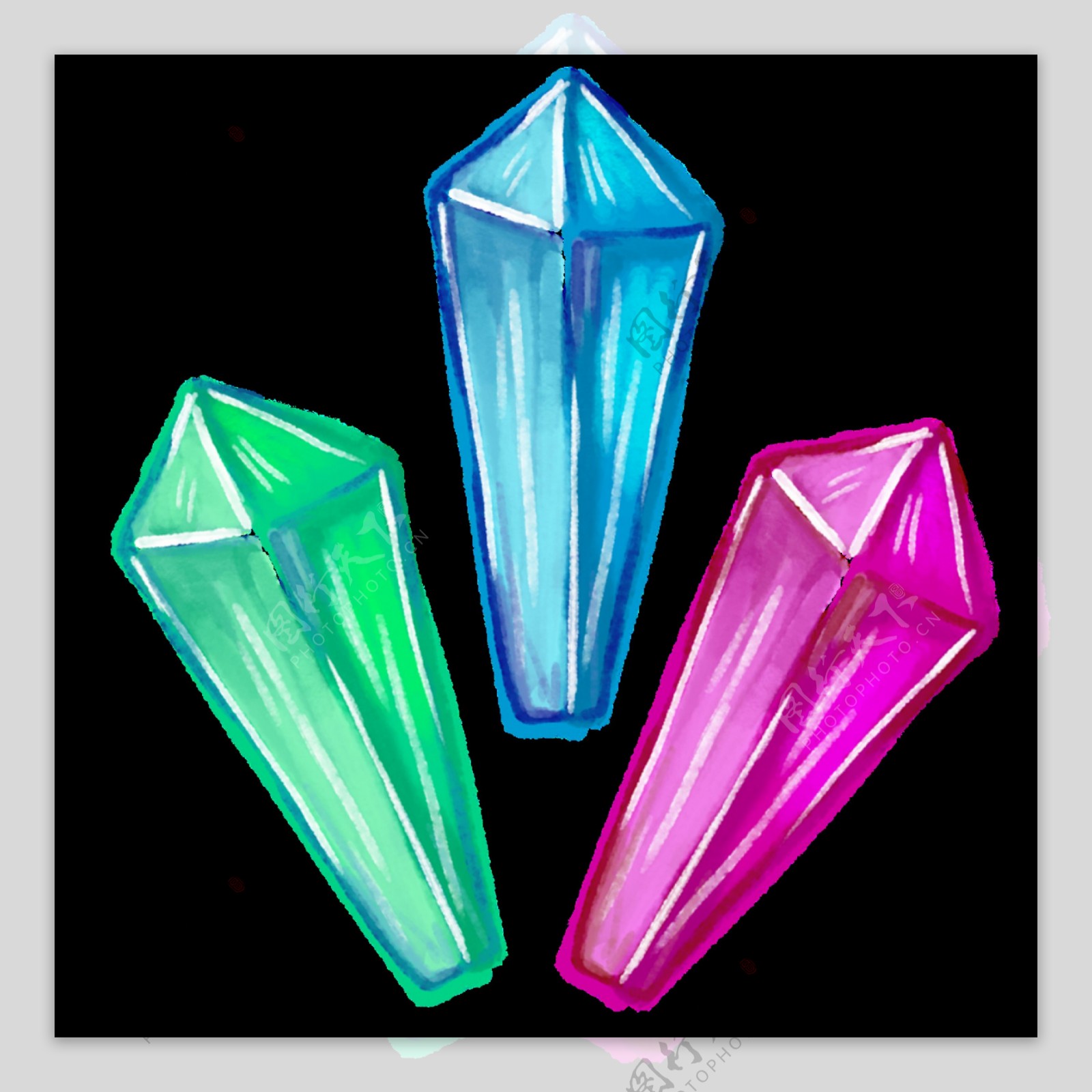 三色水晶透明装饰素材