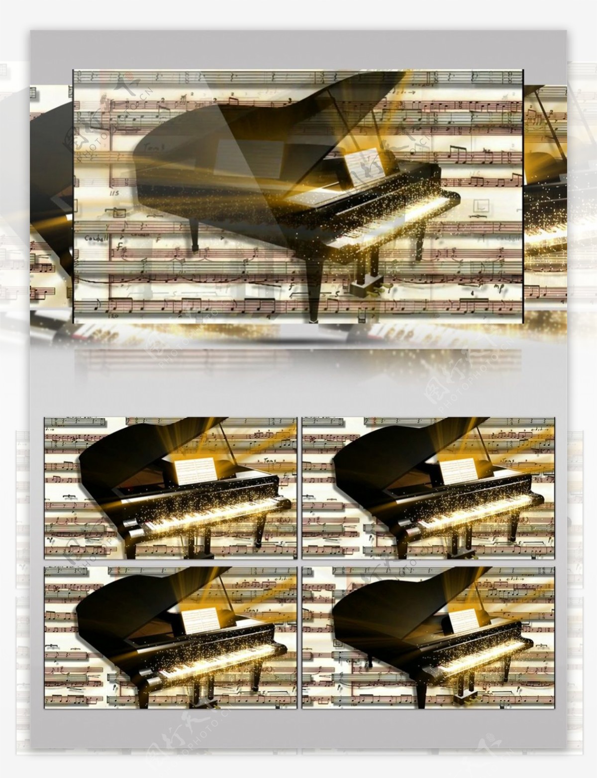 棕色钢琴油画高清视频素材