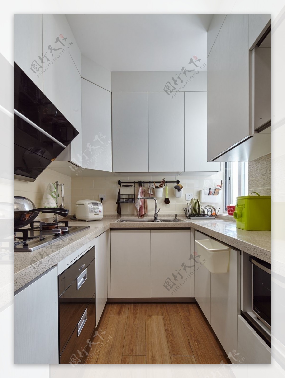 开放式厨房白色整体橱柜效果图_土巴兔装修效果图