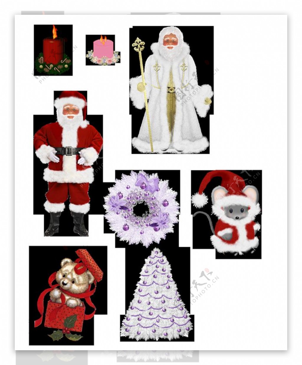 各种卡通圣诞老人装饰元素