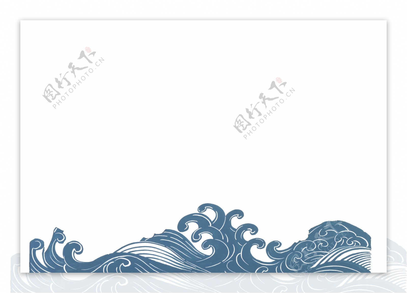 中国风彩绘河流波浪png元素