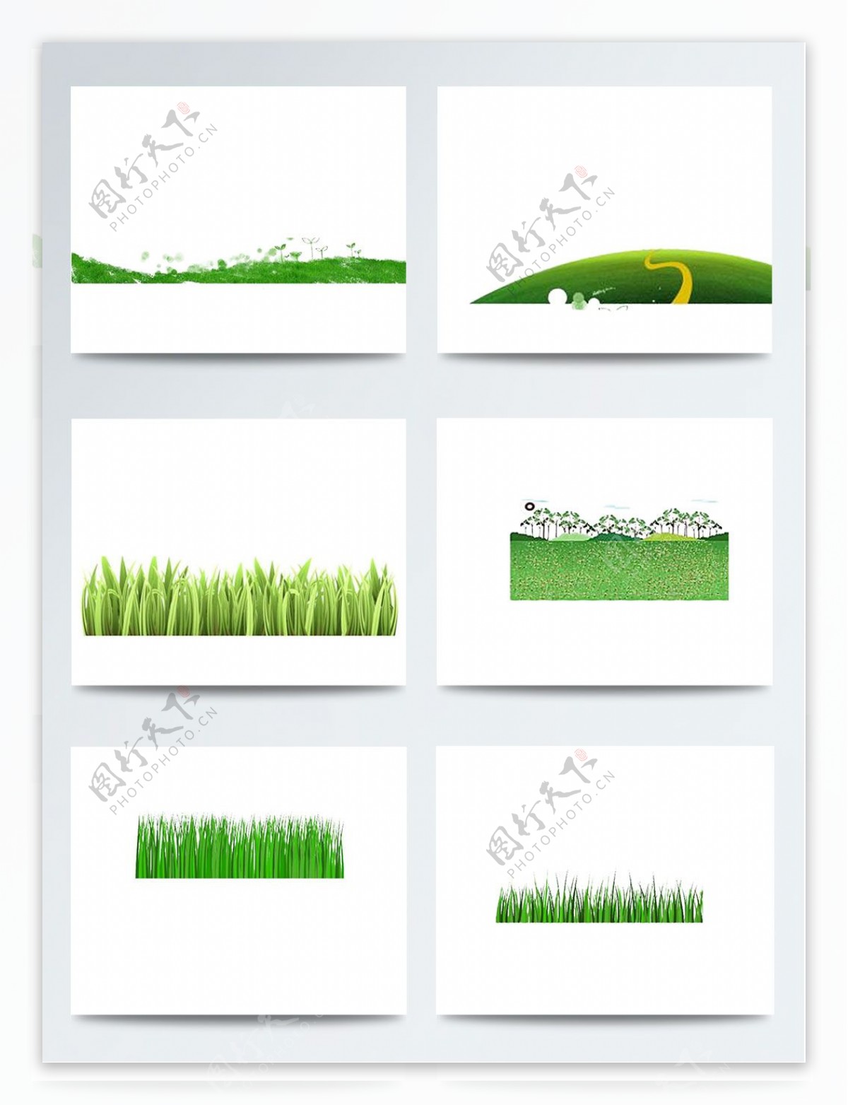 春天绿色手绘草地素材
