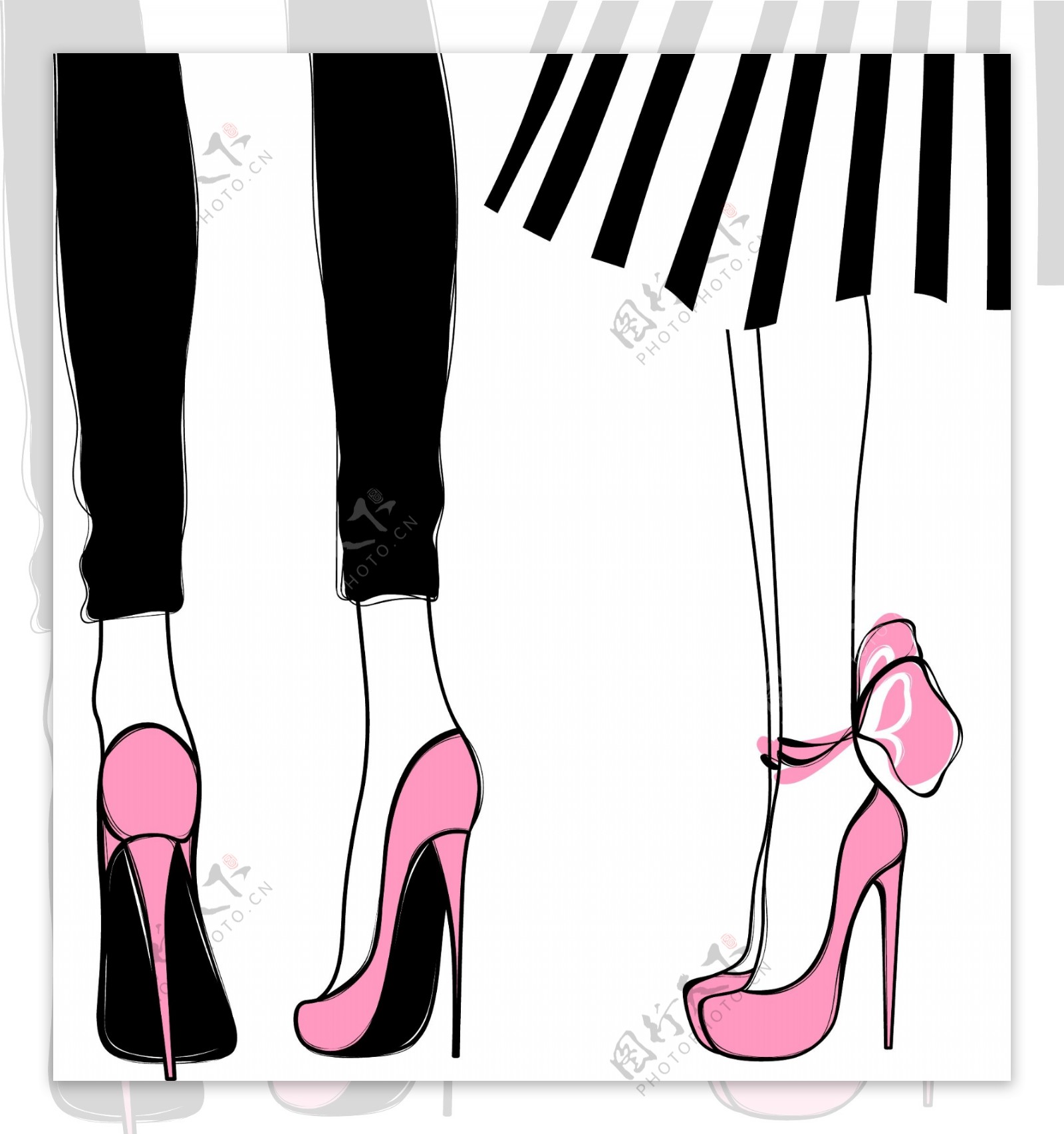 粉色高跟鞋女孩矢量素材