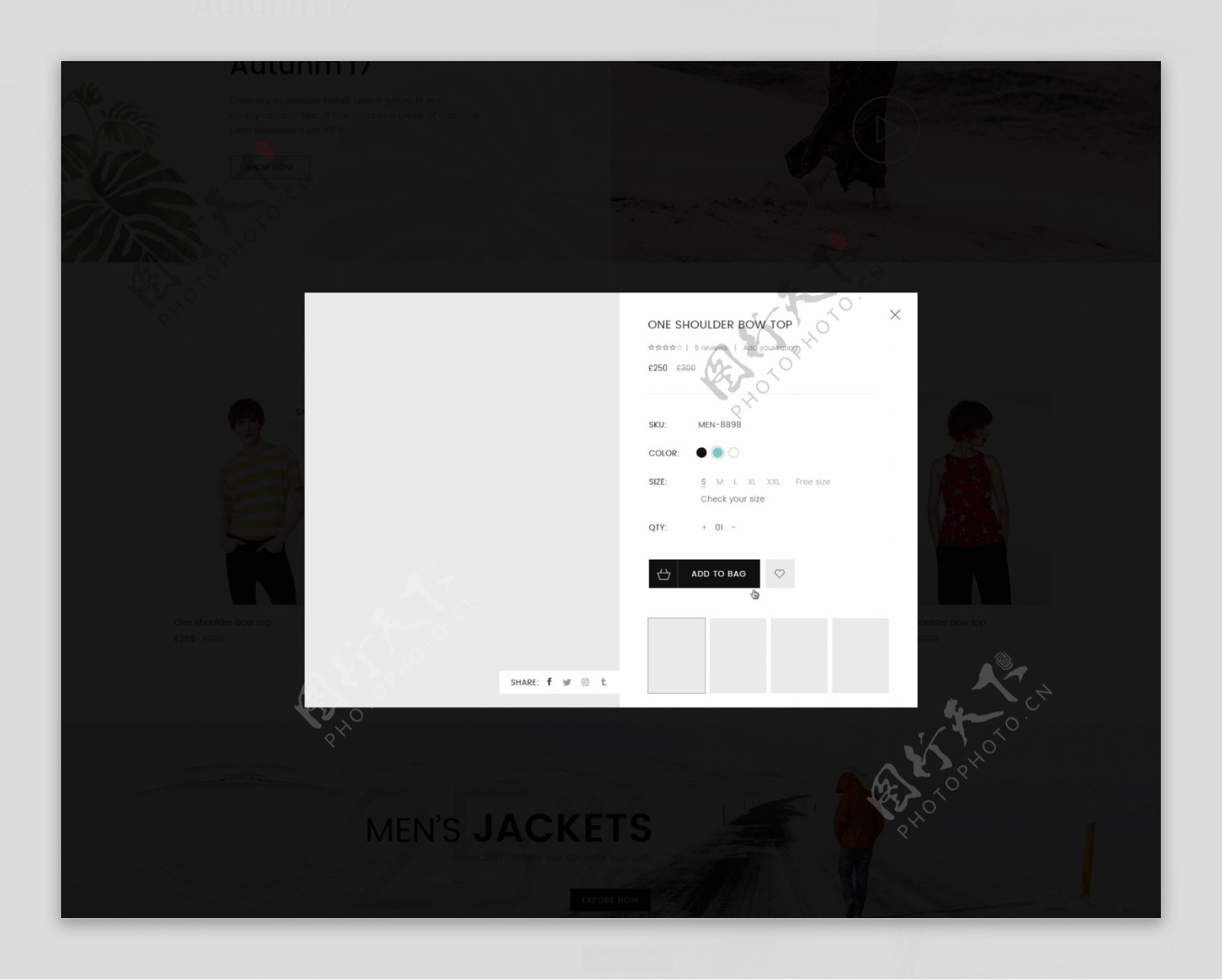 UI网页购物弹窗黑白灰简约PSD模板