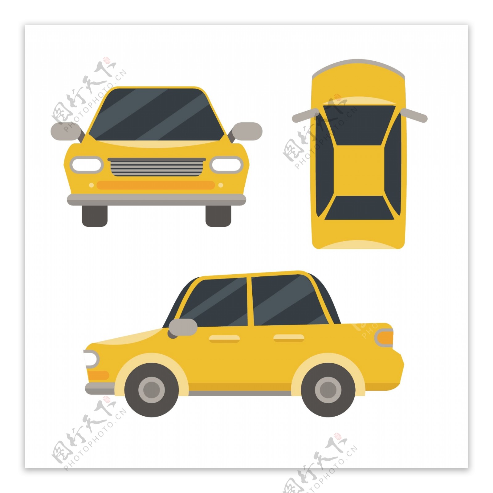 黄色卡通小轿车设计