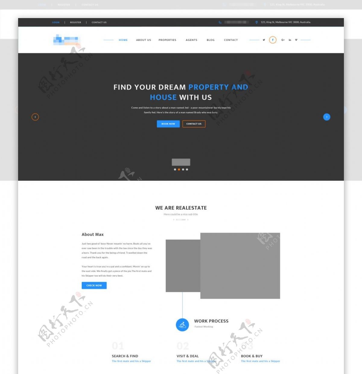 蓝色精美的企业电子科技h5网站首页模板