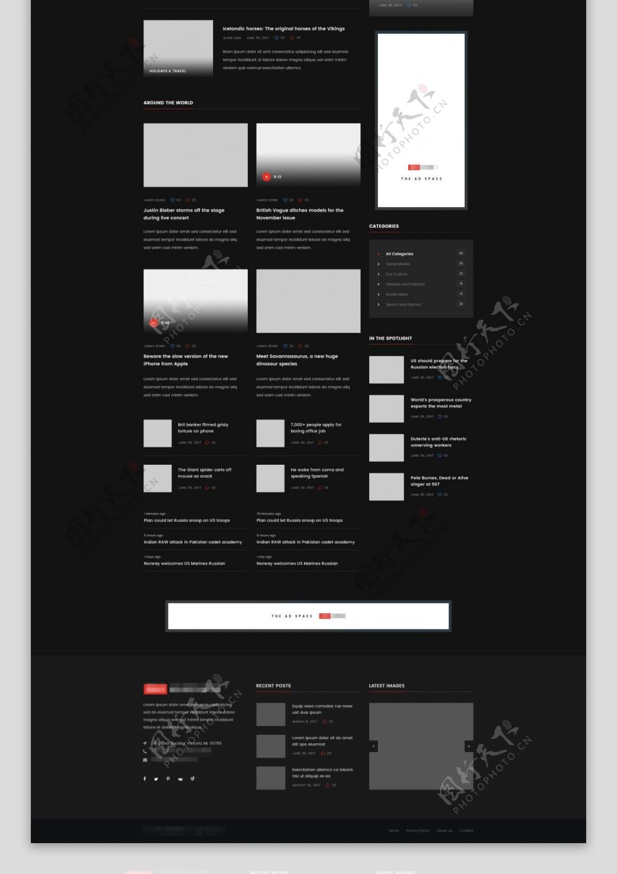 黑色精美的国外企业科技商务电子网站模板