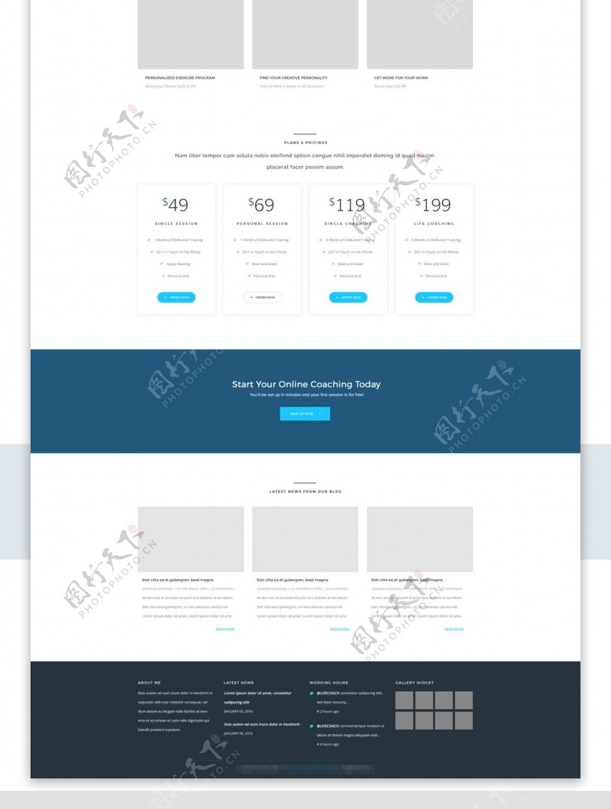 简洁精美的蓝色科技商务网站模板首页设计