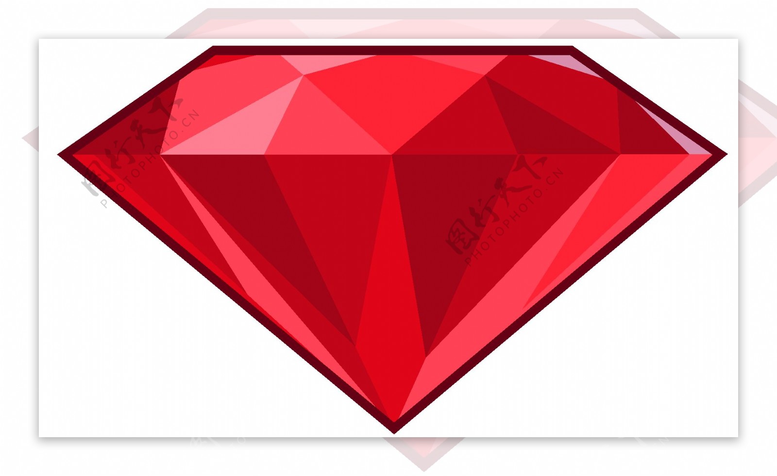 卡通红色钻石png元素