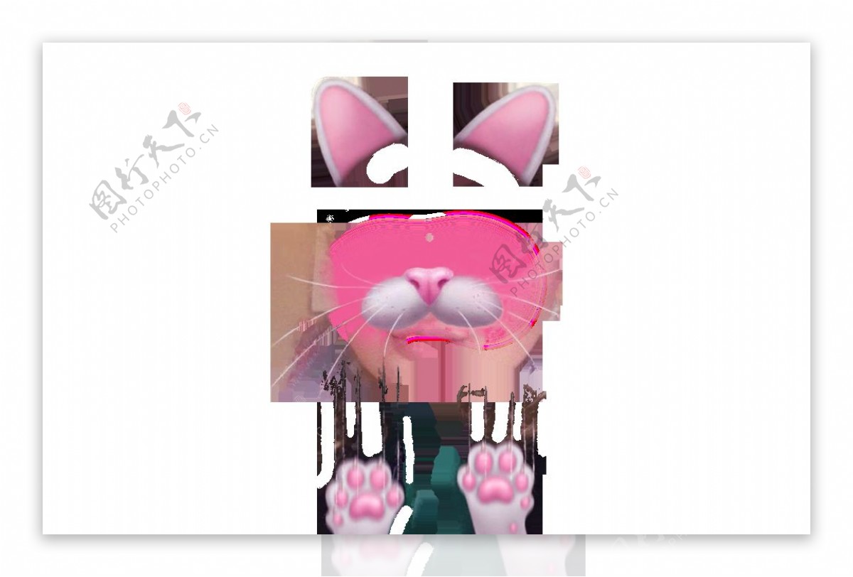 卡通粉色猫咪头像png元素