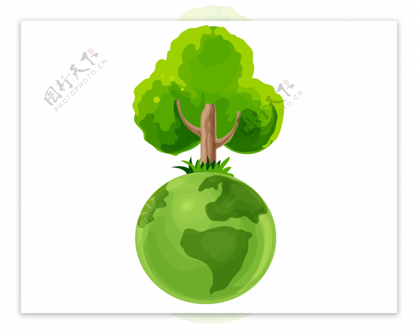 环保绿树地球png元素
