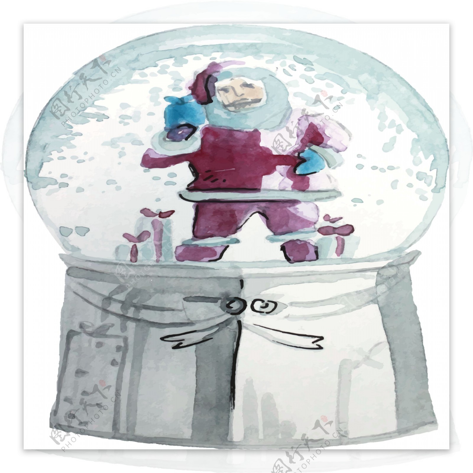 手绘圣诞节玻璃球透明素材卡通