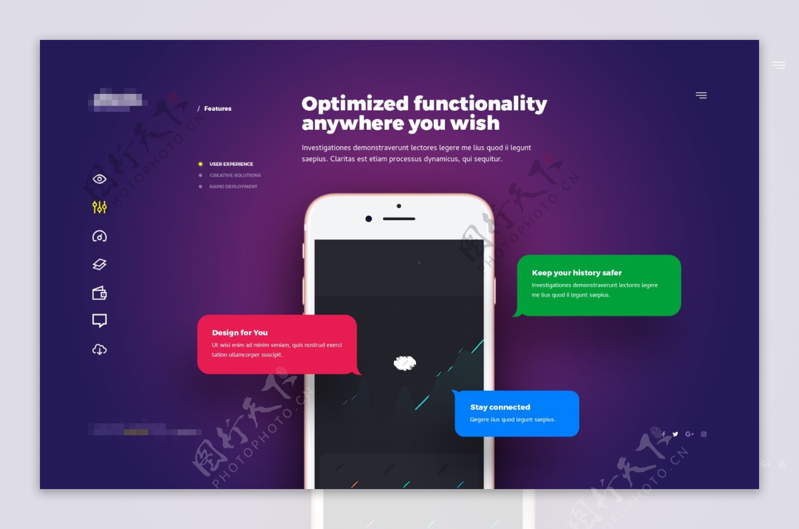 精美的紫色APP界面展示用户体验设计