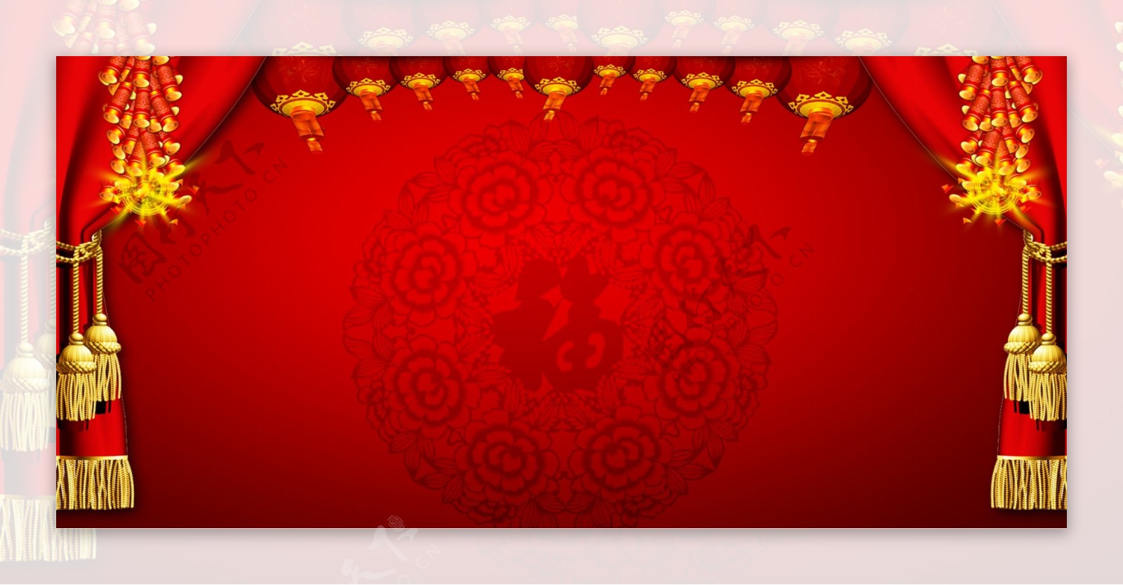 喜庆中式元旦banner背景设计