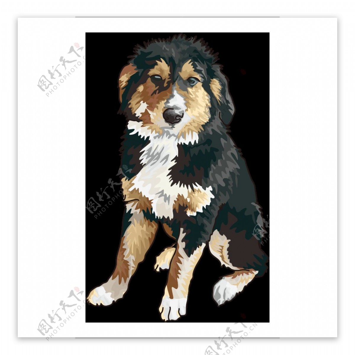 可爱黑色大型犬卡通手绘装饰元素