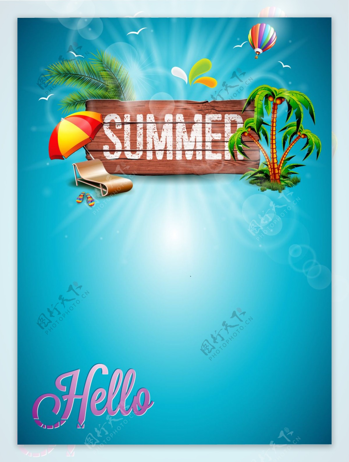 夏日大木板标题海报背景