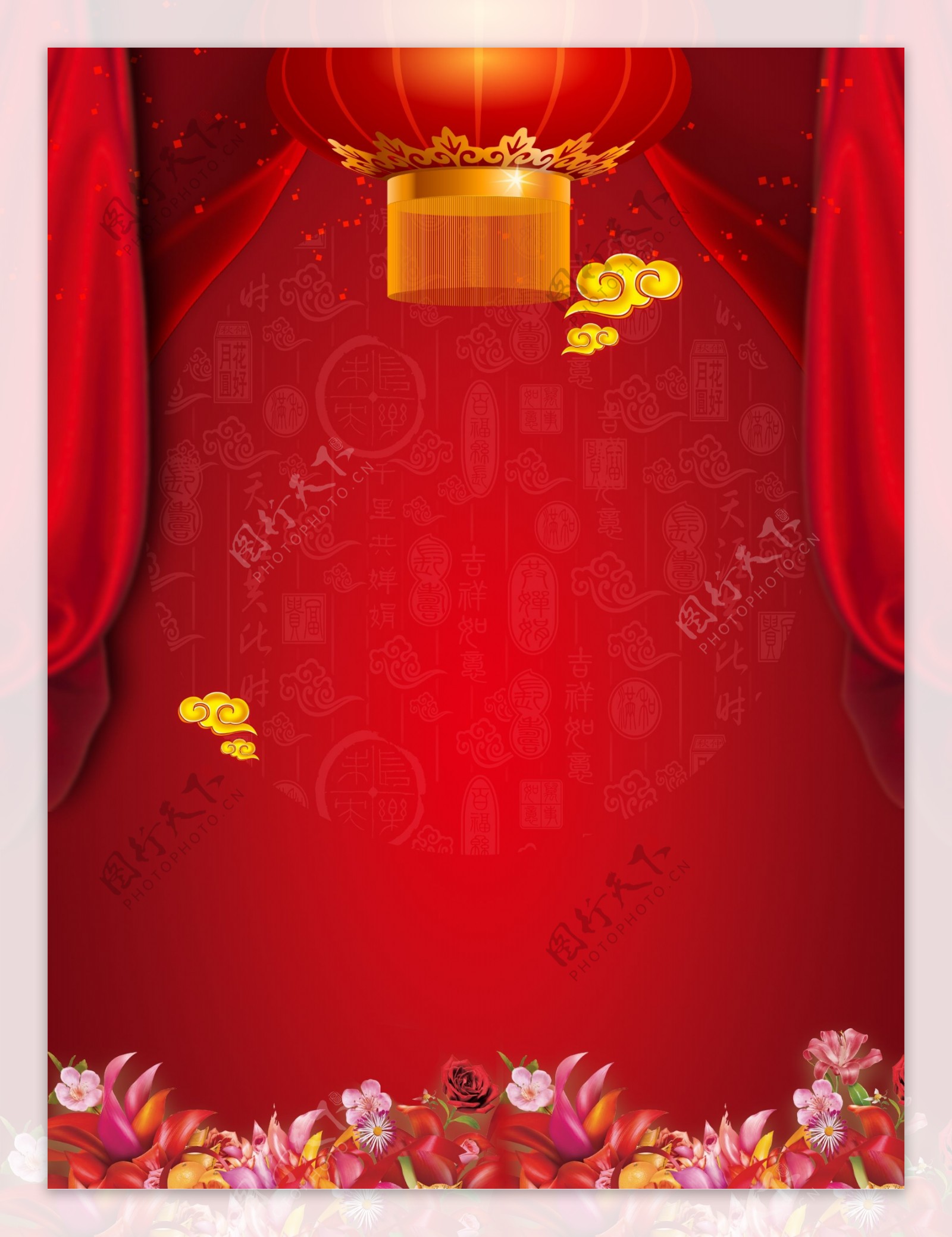 红色新年中国海报背景