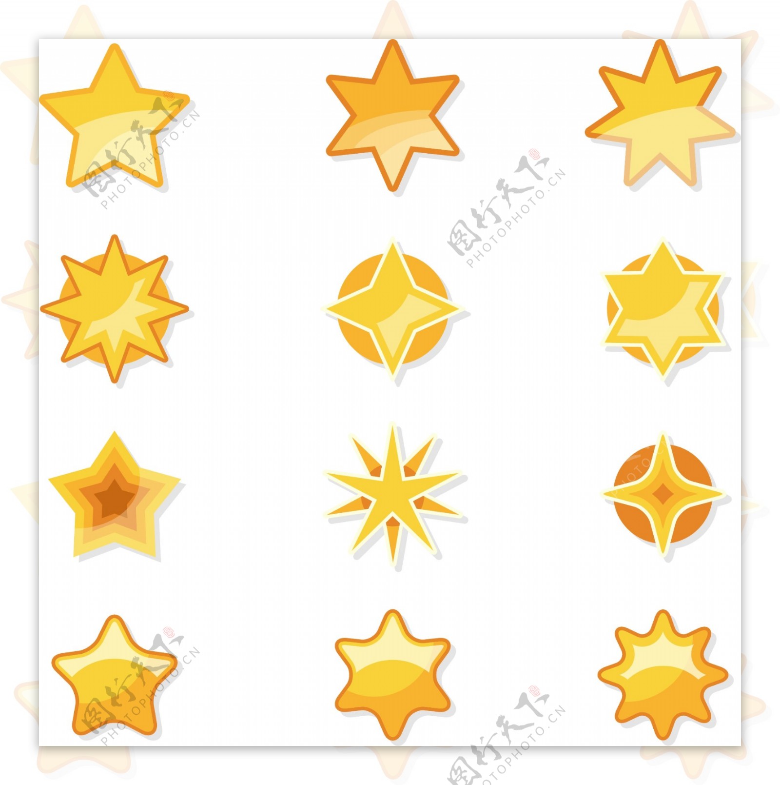 矢量金色五角星装饰元素