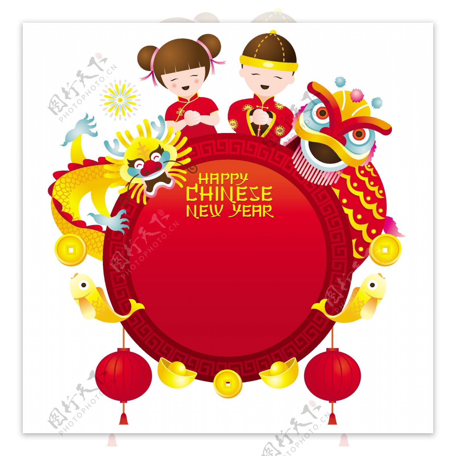 喜庆传统中国年节日元素