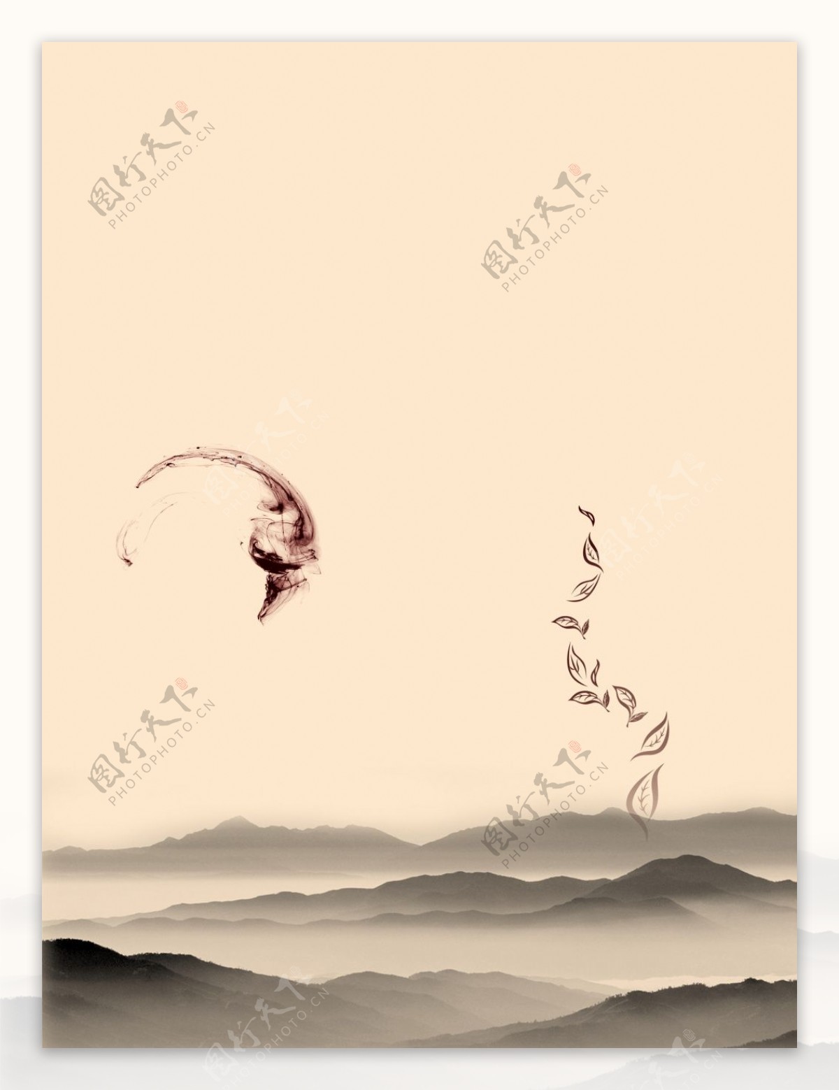 简约中国风水墨茶文化海报背景设计